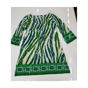 Diane Von Furstenberg 100% Silk Scoop Neck Zebra Stripe Patterned Dress Size 10